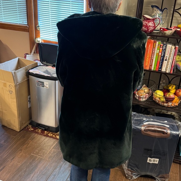 Michel Alexis Faux Fur Green Coat - Picture 7 of 8